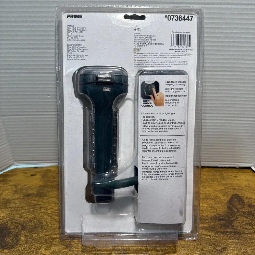 Prime 6 Outlet Outdoor Countdown Timer  Touch Sensor‎ Photocell Ground Stake NEW
